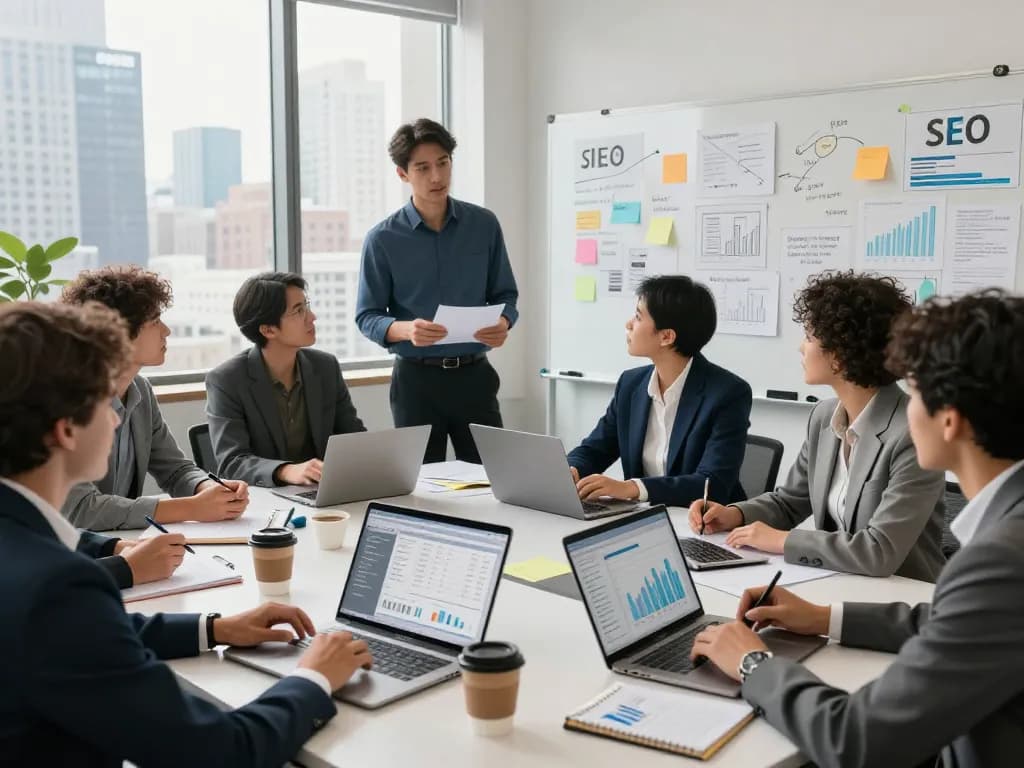 SEO Company in NYC team strategizing digital marketing trends in a modern office