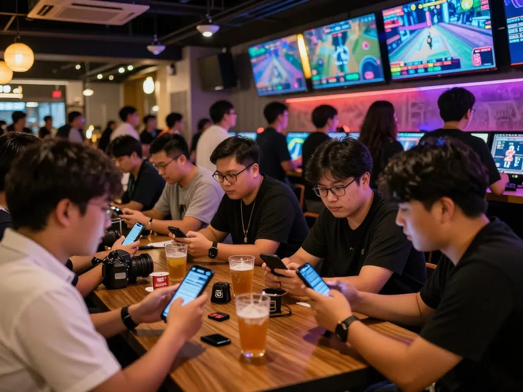 Exciting esports betting session in Singapore as patrons analyze odds and enjoy live tournaments.