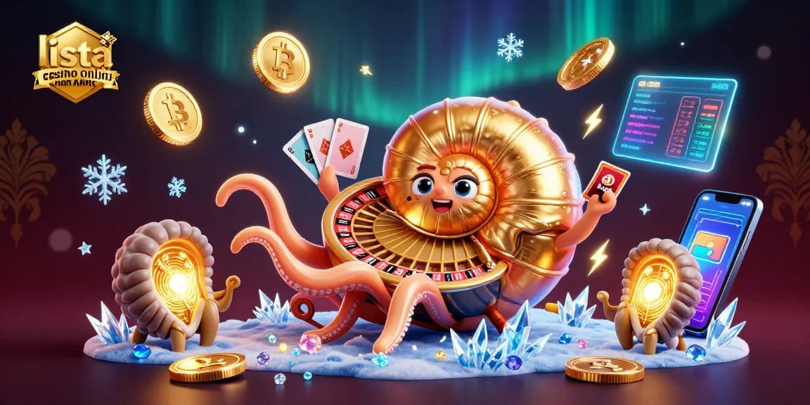 Scopri la lista casino online non AAMS con un nautilo 3D che gioca, circondato da criptovalute