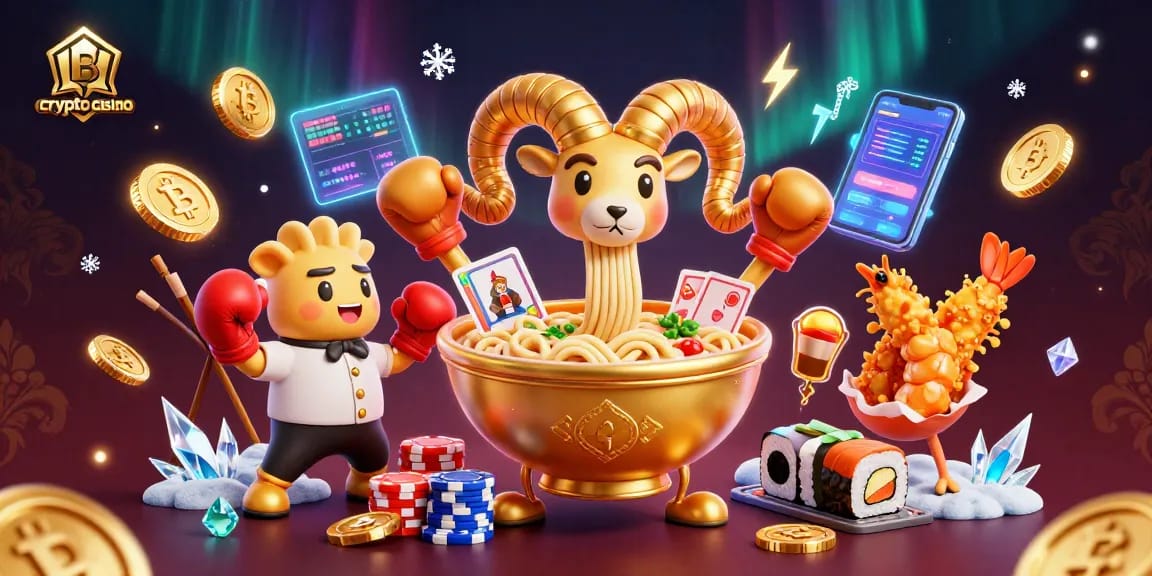 Crea un ambiente di divertimento nel crypto casino con vivaci personaggi animati mentre distribuiscono carte e chips.