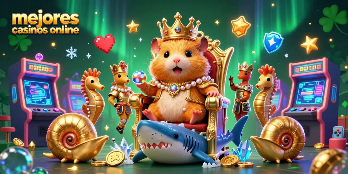 Experiencia única en los mejores casinos online con un rey hámster en su trono, rodeado de aventuras y emoción.
