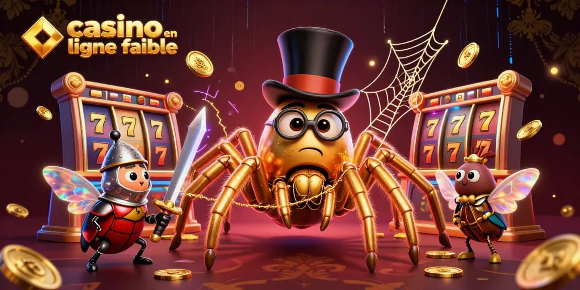 Jouez dans un casino en ligne fiable avec cette illustration dynamique pleine de machines à sous et d'action.