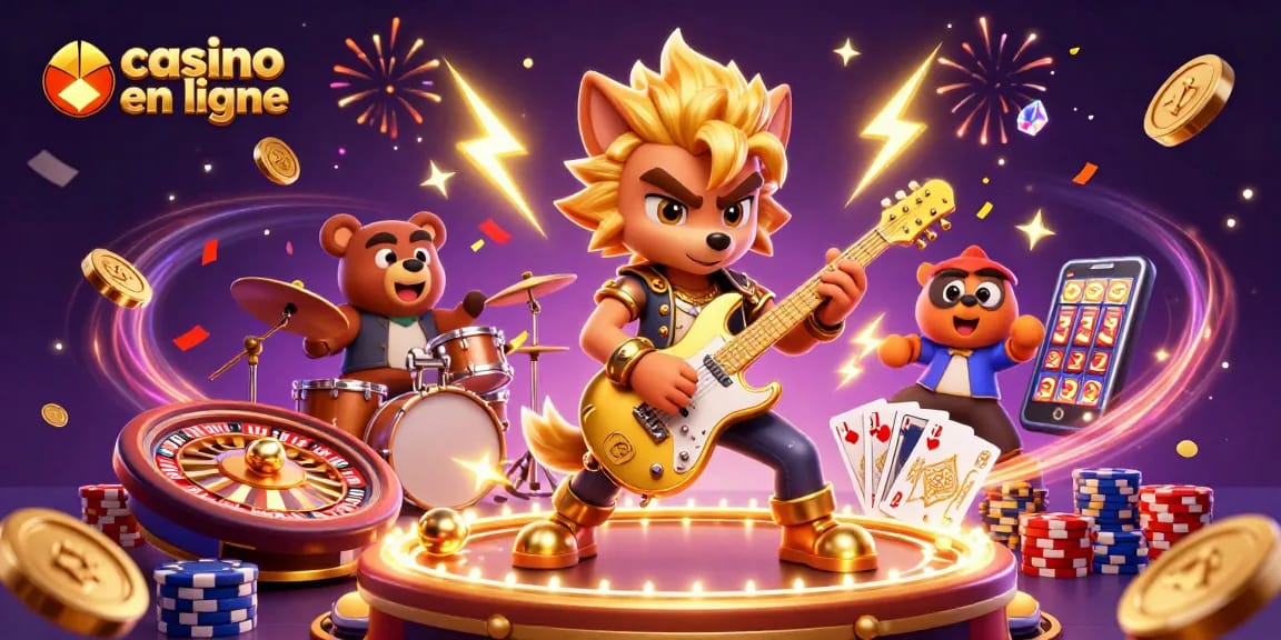 Jouer au casino en ligne avec des machines à sous et des jeux dynamiques dans une scène festive