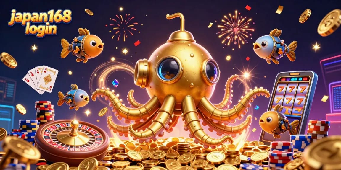 Experience engaging gameplay with japan168 login, featuring a vibrant underwater casino scene filled with golden coins and dynamic game elements.