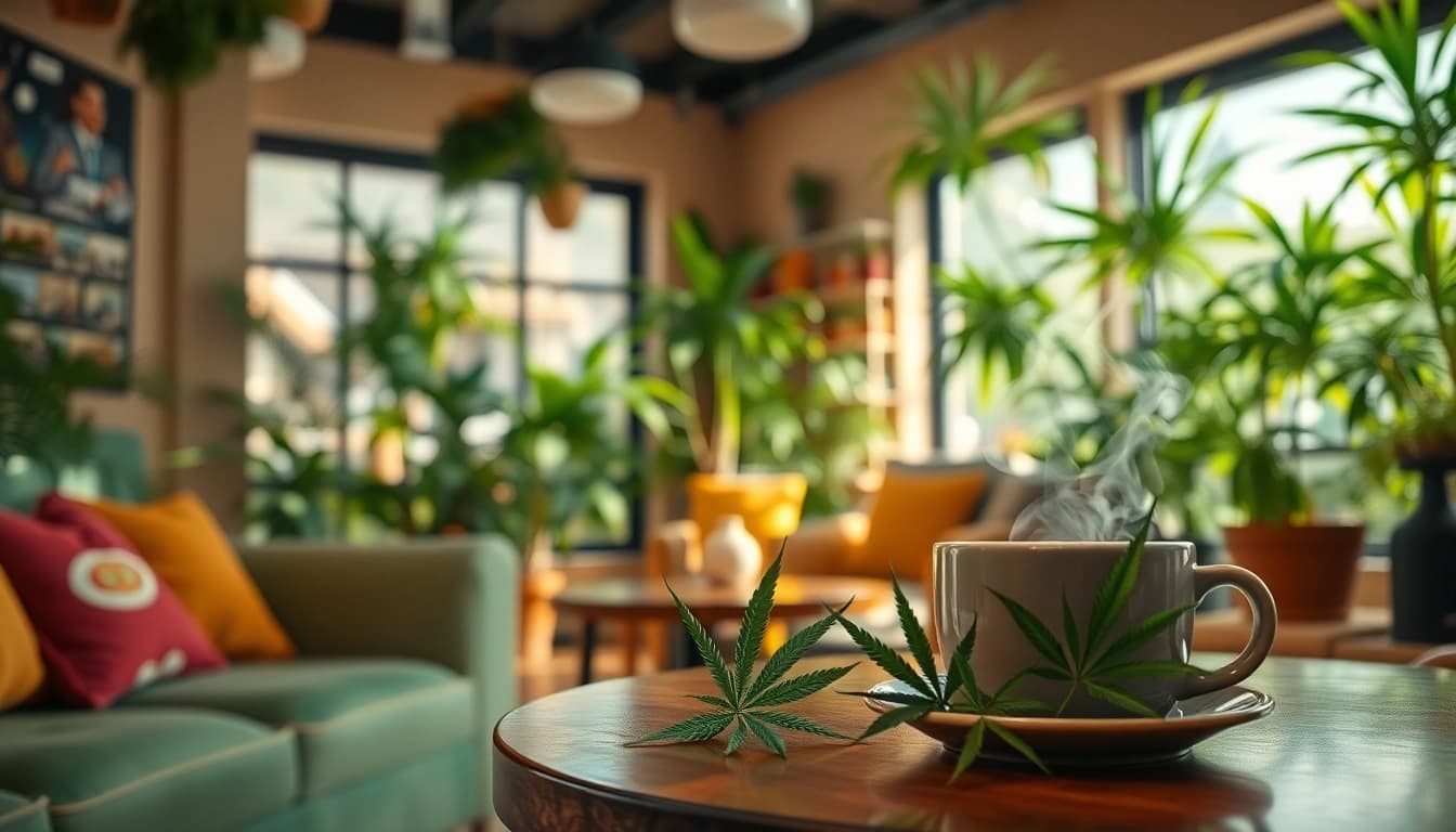 Enjoying the relaxing atmosphere at Weed Club Madrid with cozy seating and natural decor.