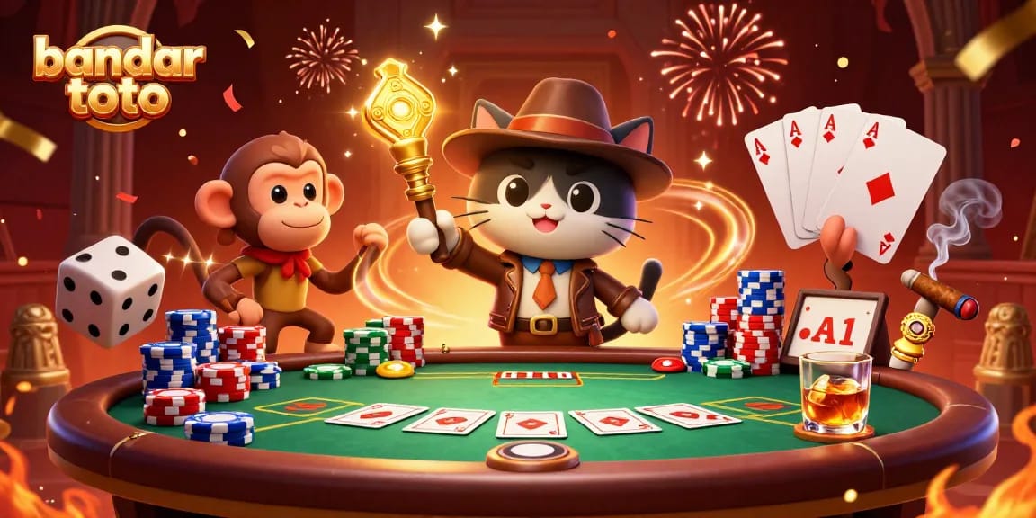 Experience thrilling moments at bandar toto with vibrant casino elements and dynamic characters.