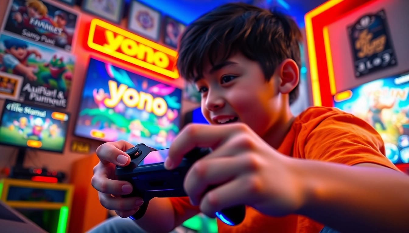 Immerse in the thrilling world of yono game with a passionate gamer enjoying an exciting gaming session.