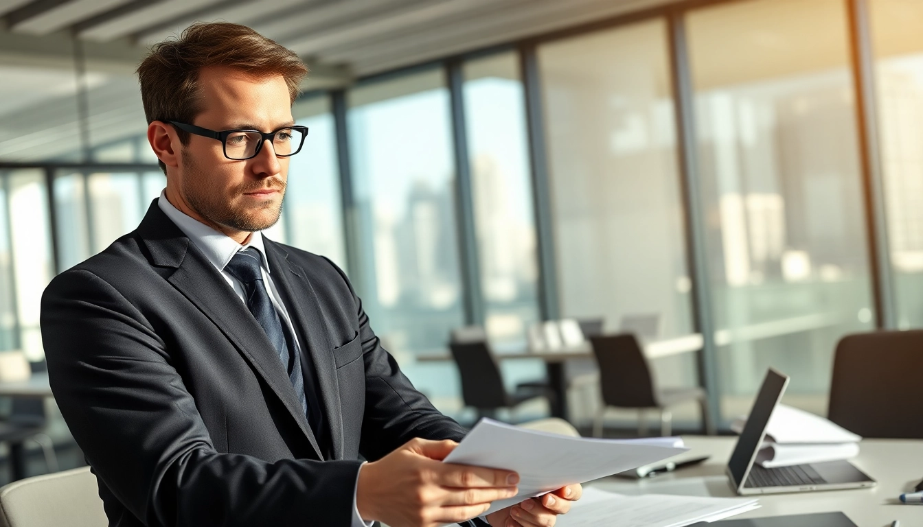 Highlighting a lawyer in Australia discussing a case in a professional office setting.