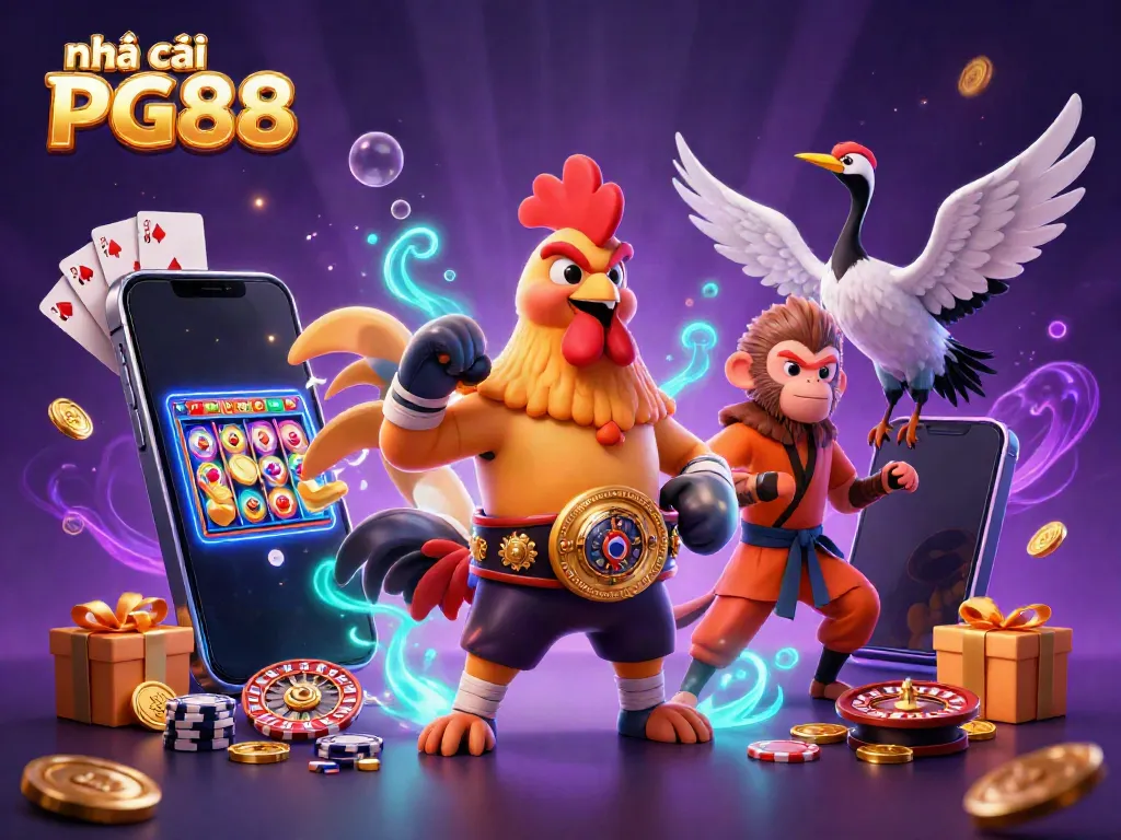 Experience thrilling excitement at nhà cái PG88 with colorful slots and vibrant gaming characters.