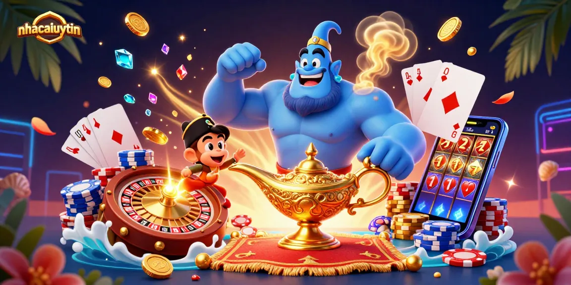 Spin to win with nhacaiuytin in a vibrant casino scene filled with golden coins and excitement.