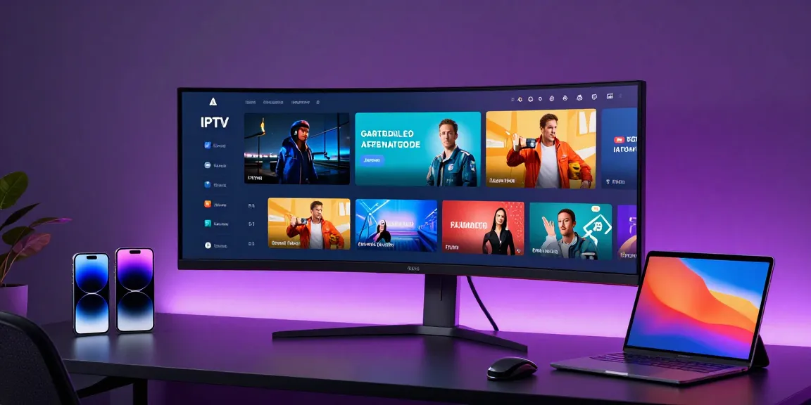 Iron tv pro : plateforme IPTV moderne avec des dispositifs numériques et une expérience utilisateur optimisée.
