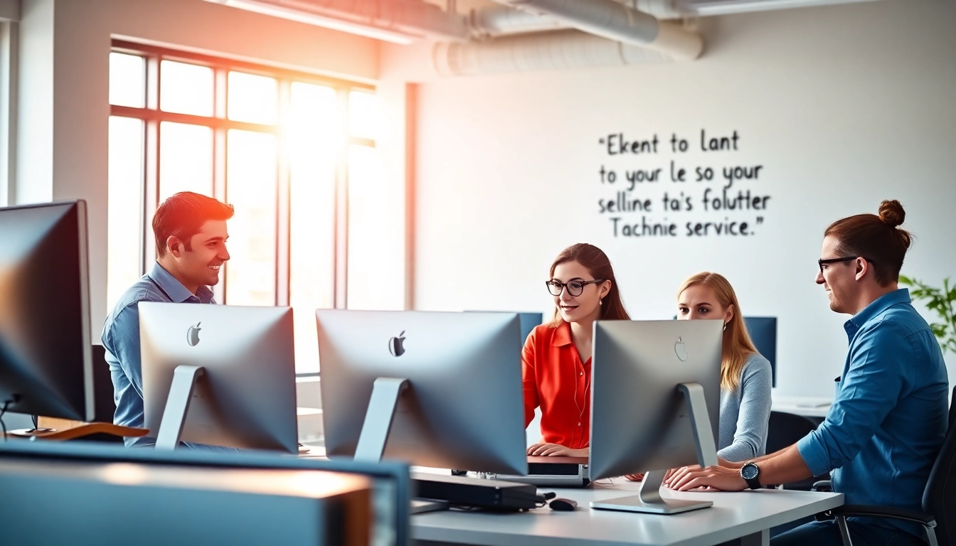 Explore msp companies near me with a team of IT professionals collaborating in a modern office.