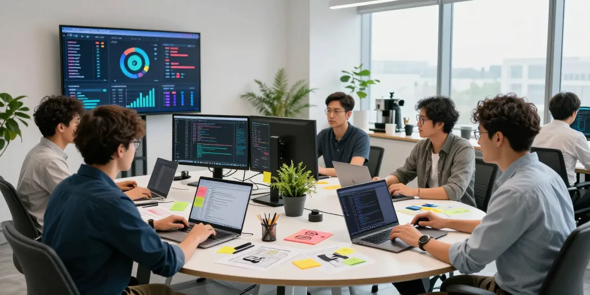 Team collaborating on 纸飞机中文版 software in a vibrant workspace
