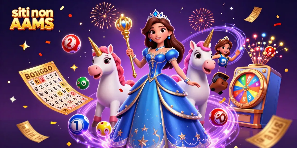 I siti non AAMS mostrano una scena coinvolgente con palle della lotteria dinamiche, coriandoli festivi ed elementi di casinò vivaci.