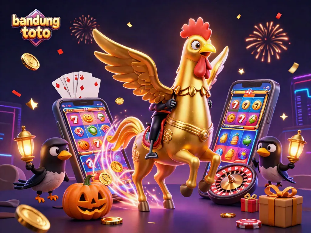 Engage in exciting gaming adventures with bandung toto at this vibrant 3D casino scene.