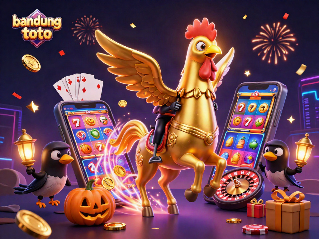 Engage in exciting gaming adventures with bandung toto at this vibrant 3D casino scene.