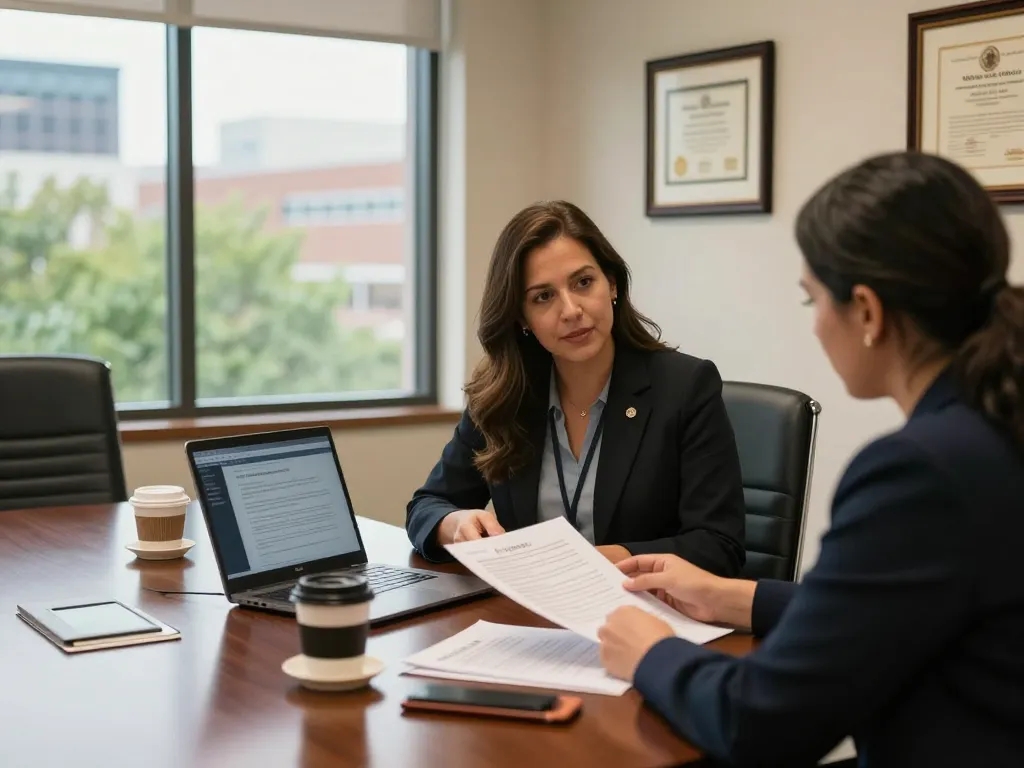 Virginia personal injury lawyer consulting with a client in a welcoming office