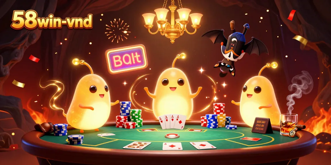 Play poker with glowworm-themed characters at the vibrant 58win-vnd cave casino.