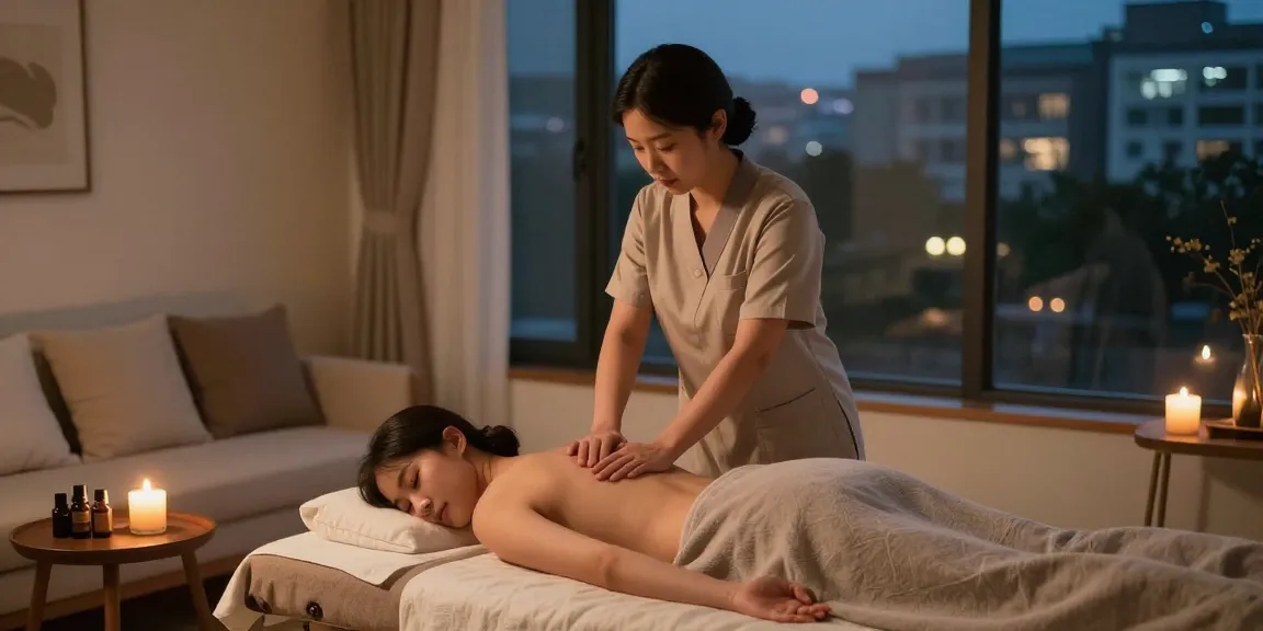 Relaxing 노원출장안마 massage scene with a therapist and soothing atmosphere