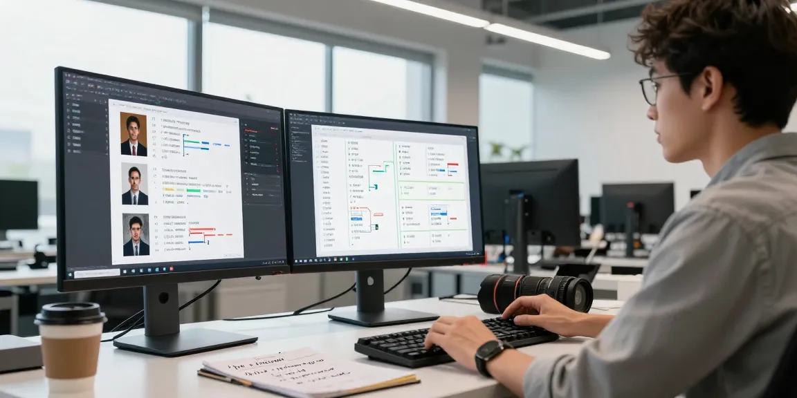 Data scientist using an ai image checker to analyze image formats in a modern workspace
