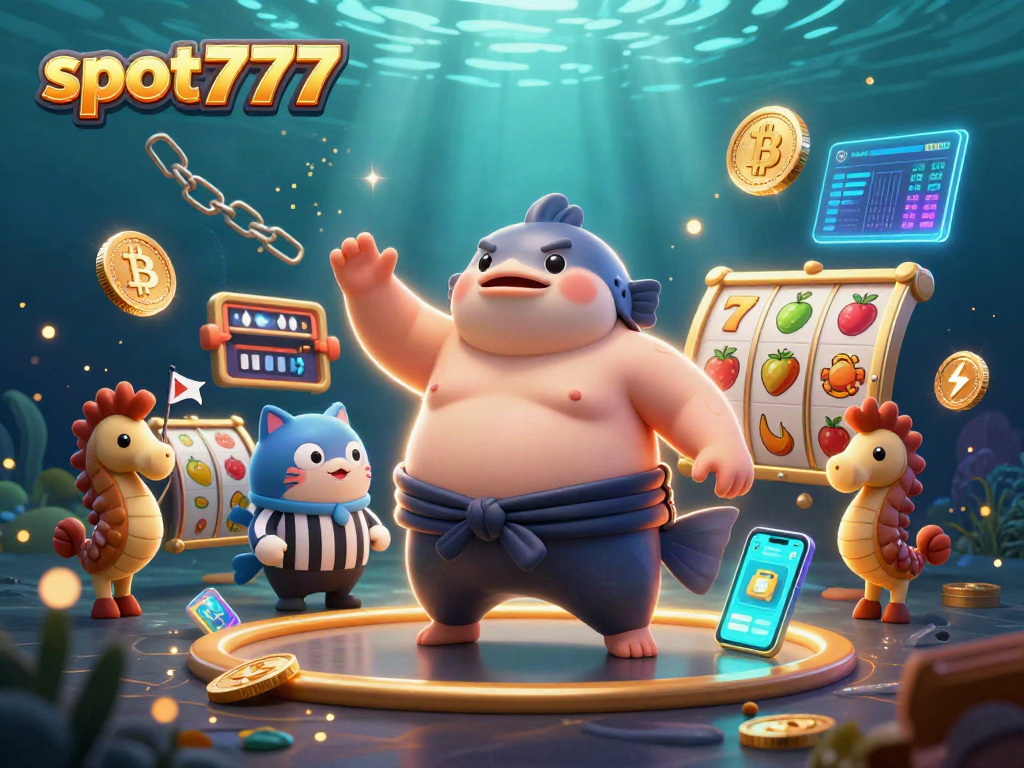 Slot777: Nikmati permainan slot dengan simbol 7 keberuntungan dan jackpot dalam ilustrasi kasino virtual yang ceria.