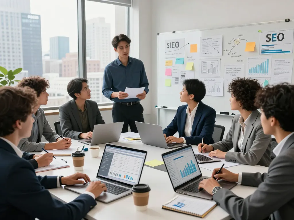 SEO Company in NYC team strategizing digital marketing trends in a modern office