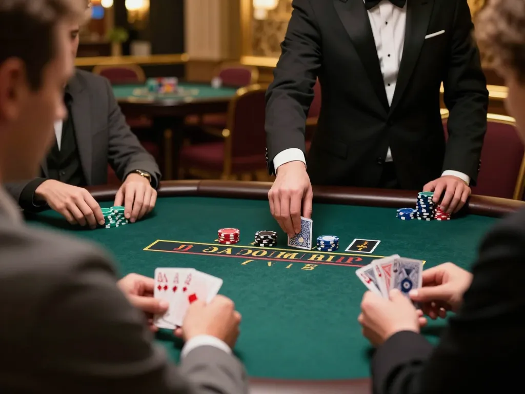 Players at the blackjack table analyzing their strategies during a high-stakes game at du88 casino