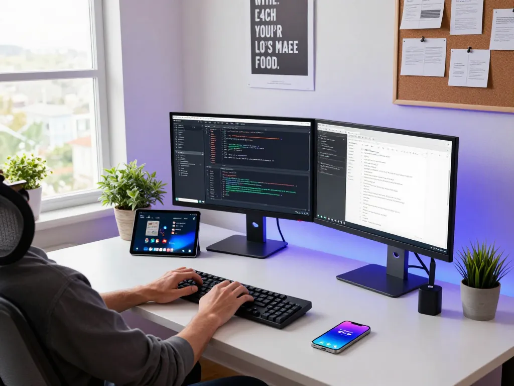 Engaged user utilizing moltbot AI in a modern tech workspace
