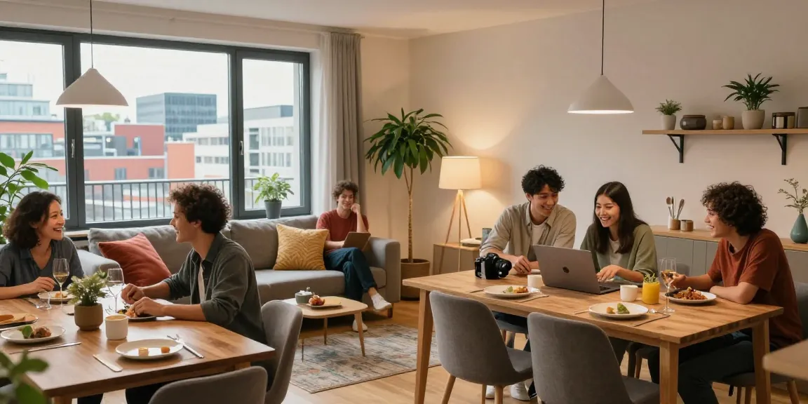 Monteurzimmer mieten Hannover in einem stilvollen Apartment, gemütliches Wohnzimmer, freundliche Atmosphäre