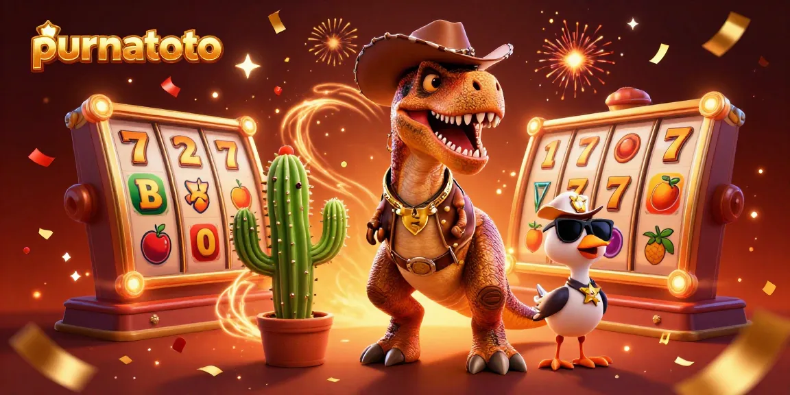 Menangkan jackpot di purnatoto dengan dinosaur T-Rex bertema kasino yang meriah.