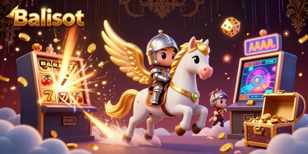 Engage in the thrilling world of Balislot with a majestic horse and knight amidst a jackpot explosion.