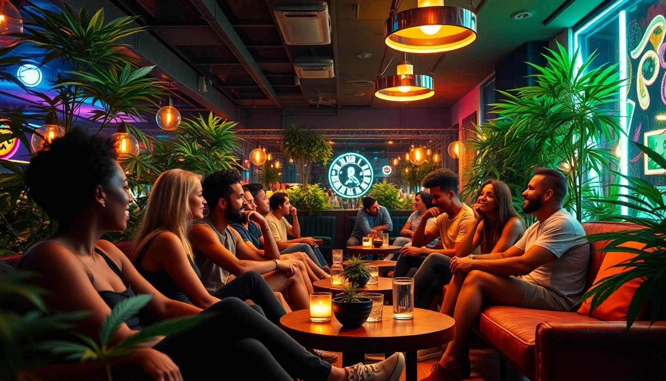 Enjoying a relaxed atmosphere at Clubs Cannabis Lloret De Mar with vibrant lounge decor.