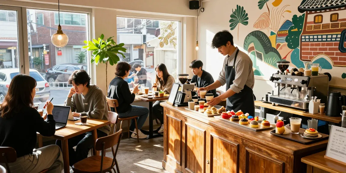 Delicious pastries and coffee served at 상봉동 한국관 café, inviting atmosphere.