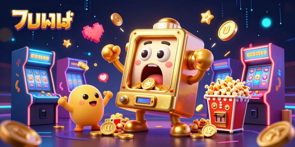 Experience thrilling แทงบอล action with a lively golden slot machine hitting a jackpot amidst colorful gaming elements.