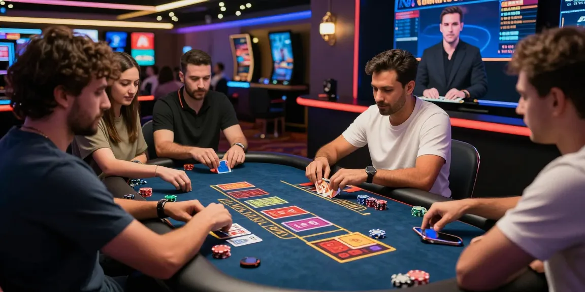Players engaging with the live Andar Bahar King dealer, vibrant casino atmosphere.