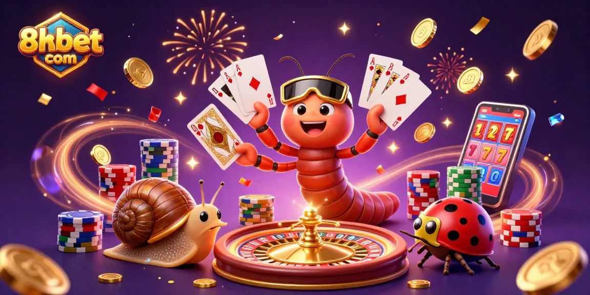 Experience the excitement of 8xbet com with vibrant casino characters, game elements, and dynamic energy!
