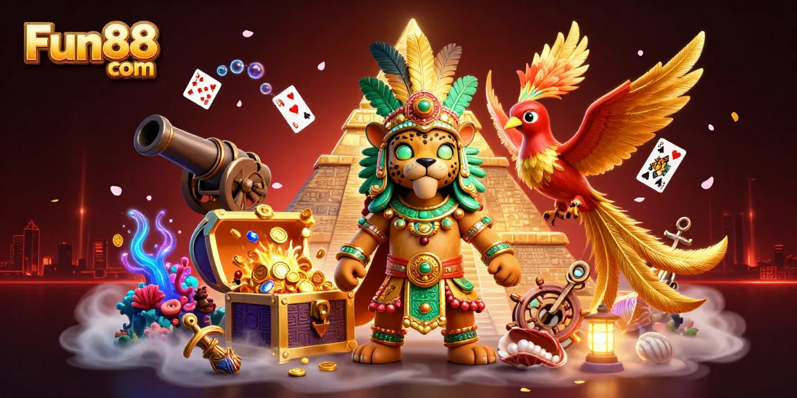 Engage with Fun88 com's immersive 3D gaming experience featuring vibrant, dynamic casino elements.